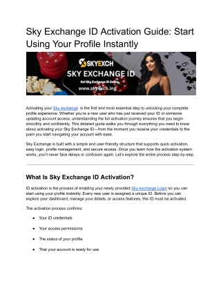 Sky Exchange ID Activation Guide: Start Using Your Profile Instantly