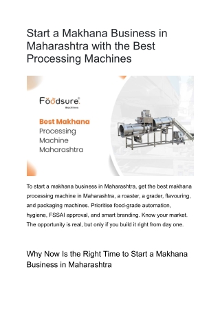 Best Makhana Processing Machine Maharashtra