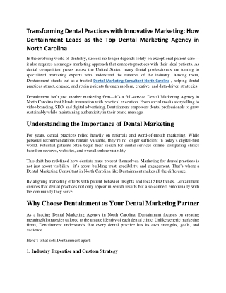 Transforming Dental Practices with Innovative Marketing: How Dentainment Leads
