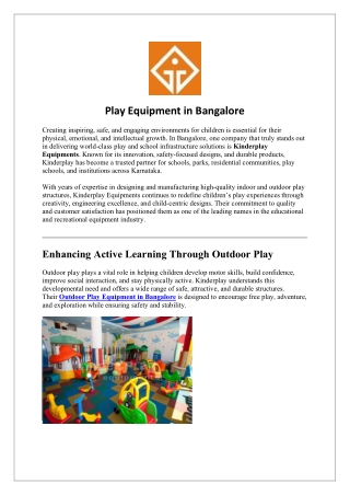 Play Equipment in Bangalore