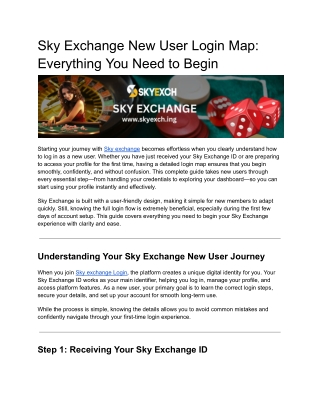Sky Exchange New User Login Map: Everything You Need to Begin