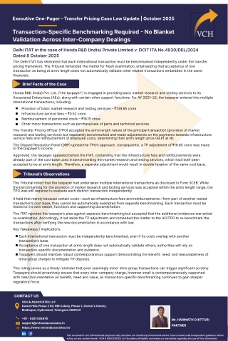 Executive One-Pager – Transfer Pricing Case Law Update