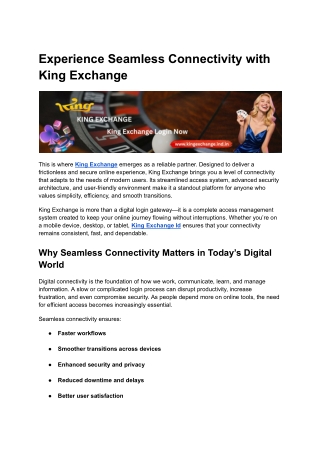 Experience Seamless Connectivity with King Exchange
