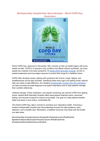 Multispeciality Hospital Near Secunderabad – World COPD Day Awareness