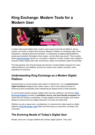 King Exchange_ Modern Tools for a Modern User