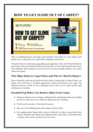 How to Get Slime Out of Carpet