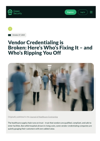 Why Vendor Credentialing Is Broken and How Green Security Is Fixing It