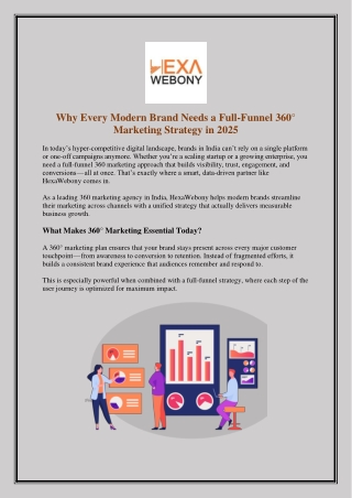 Why Every Modern Brand Needs a Full-Funnel 360° Marketing Strategy in 2025