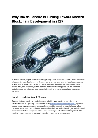Why Rio de Janeiro Is Turning Toward Modern Blockchain Development in 2025