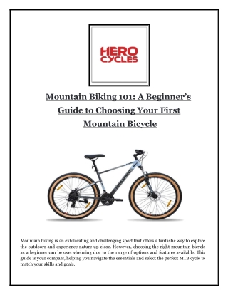 Mountain Biking 101: A Beginner’s Guide to Choosing Your First Mountain Bicycle