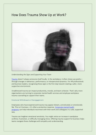 How Does Trauma Show Up at Work