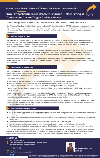 Executive One-Pager – Corporate Tax Case Law Update | November 2025