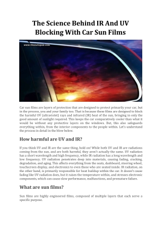 The Science Behind IR And UV Blocking With Car Sun Films