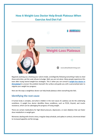 How A Weight-Loss Doctor Helps Break Plateaus When Exercise And Diet Fail
