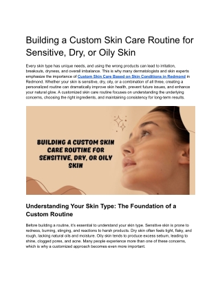 Building a Custom Skin Care Routine for Sensitive, Dry, or Oily Skin