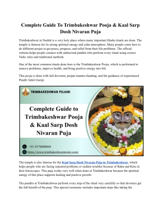 Complete Guide To Trimbakeshwar Pooja & Kaal Sarp Dosh Nivaran Puja