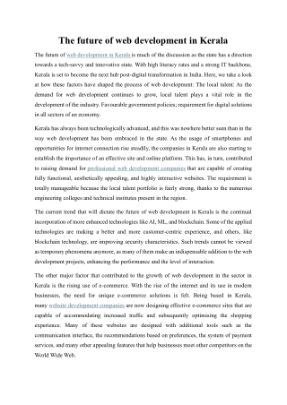 The future of web development in Kerala | proelement creatives