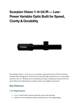 Scorpion Vision 1-4×24 IR — Low-Power Variable Optic Built for Speed, Clarity & Durability