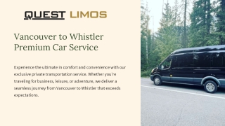 Your Smoothest Travel Option: Vancouver to Whistler Car Service for Hotel Guests