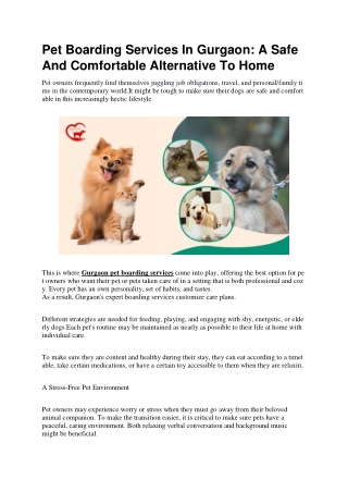 Pet Boarding Services In Gurgaon: A Safe And Comfortable Alternative To Home