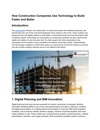 How Construction Companies Use Technology to Build Faster and Better