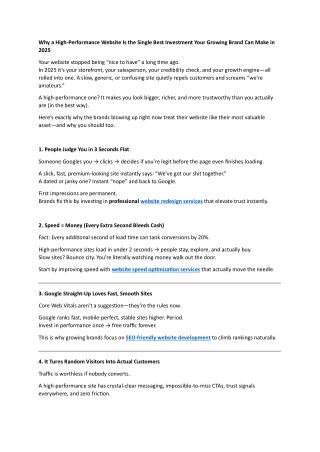 2025 Guide: Why High-Performance Websites Win More Customers