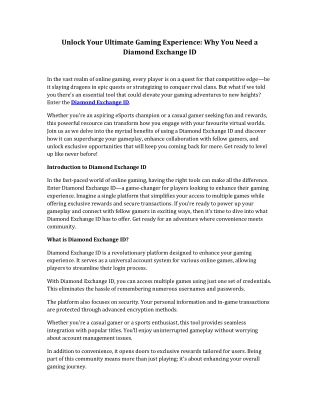 Join Diamond Exchange Id For Multiple Games