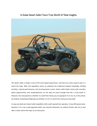Is Dubai Desert Safari Tours Truly Worth It