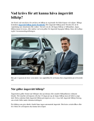 Vad krävs för att kunna häva ångerrätt bilköp? | Ångra bilköp av bilhandlare & j