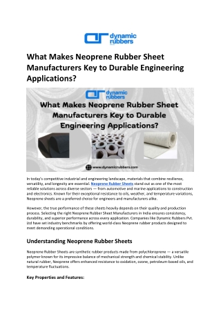 What Makes Neoprene Rubber Sheet Manufacturers Key to Durable Engineering Applications
