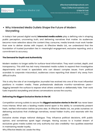 Why Interested Media Outlets Shape the Future of Modern Storytelling
