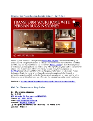 Discover the Finest Persian Rugs in Sydney