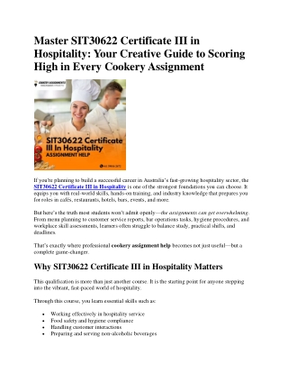 Ace SIT30622 with top cookery assignment success.