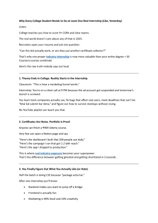 One Real Internship vs 50 Certificates — What Actually Matters in 2025