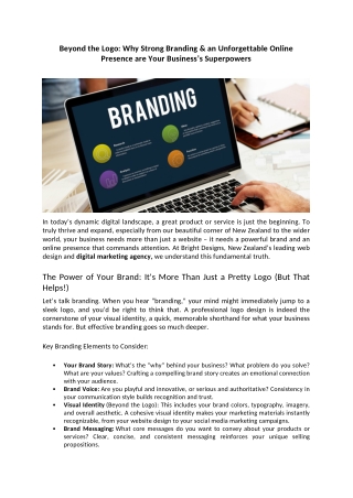 Beyond the Logo Why Strong Branding & an Unforgettable Online Presence are Your Business’s Superpowers