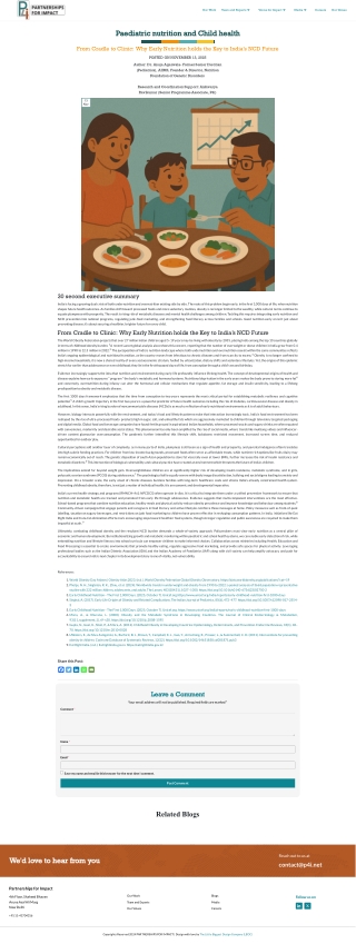 Paediatric Nutrition and Child Health in India