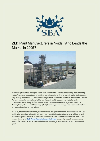 ZLD Plant Manufacturers in Noida Who Leads the Market in 2025