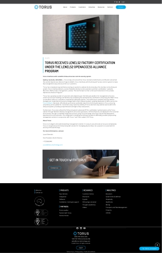 Torus Achieves LenelS2 Certification for Seamless Integration