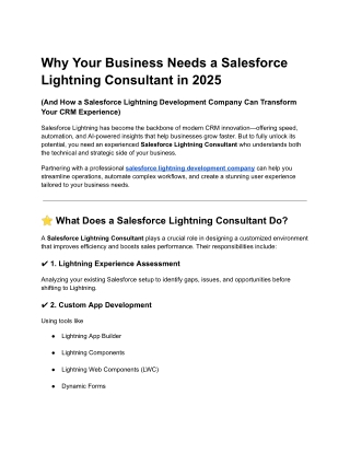 Salesforce Lightning Consultant