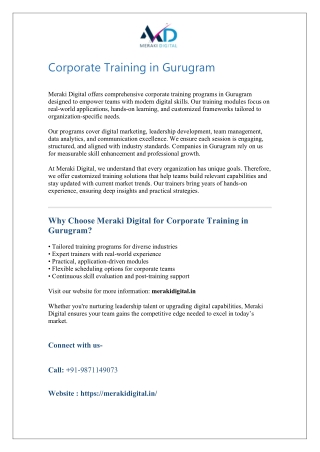 Corporate training in Gurugram