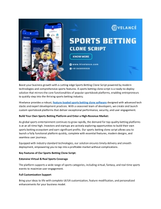 Best Sports Betting Clone Script to Launch a High-Performance Sportsbook App