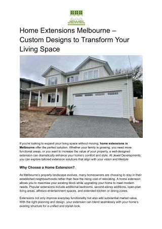 Home Extensions Melbourne – Custom Designs to Transform Your Living Space