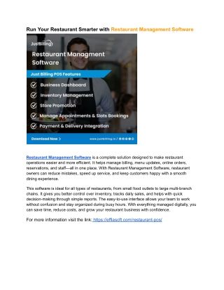 Run Your Restaurant Smarter with Restaurant Management Software