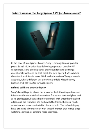 What new in the Sony Xperia 1 VII for Aussie users