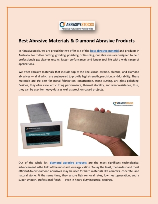 Best Abrasive Materials & Diamond Abrasive Products