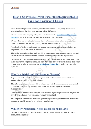 How a Spirit Level with Powerful Magnets Makes Your Job Faster and Easier
