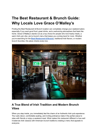 The Ultimate Guide to the Best Restaurant & Brunch Experience at Grace O’Malley’s