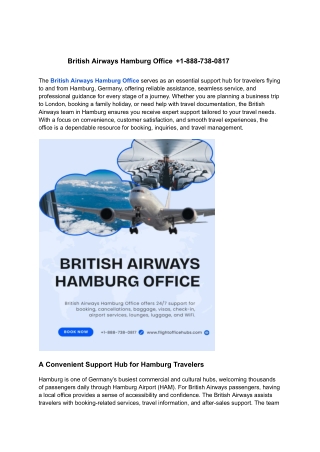 British Airways Hamburg Office  1-888-738-0817