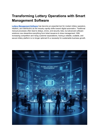 Transforming Lottery Operations with Smart Management Software