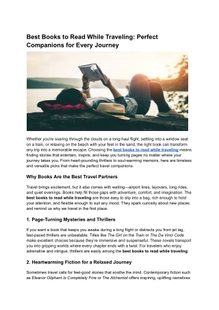 Best Books to Read While Traveling